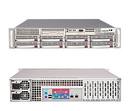 SuperServer 6025B-8R+, 2x LGA771/QC, Video, 2x GB Lan, 6x HS SCSI+Raid, DDR2FBD(32GB), 2U/700W(1+1)