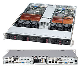 Supermicro SC809T-780B, Twin 1U RM, 4+4x HS 2.5" SAS/SATA Bays, Twin LP , 780W P.S
