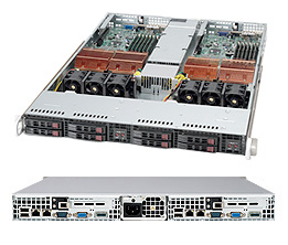 SuperServer 1025TC-10GB, 2+2 LGA771/QC, Video, 2+2 10GB Lan, 8x HS 2.5" SATA, DDR2/48G, Twin 1U/780W