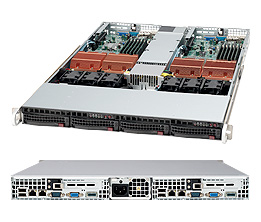 SuperServer 6015TC-LFT, 2x2 LGA771/QC, Video, 2x2 GB Lan, 2x2 HS SATA, IPMI, DDR2/48GB, Twin 1U/780W