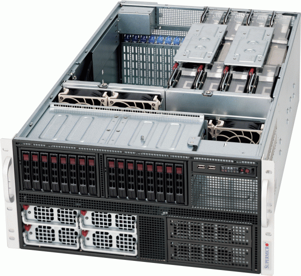 Super 5086B-TRF, 8x Xeon® 7500/8C,Video,2x GB Lan,24x HS 2.5" Bays ,IPMI,DDR3(2TB),5U/2800W(1+1),80+