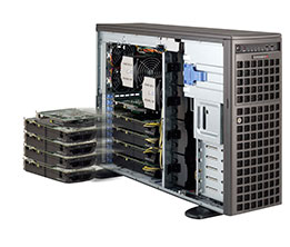 Super 7047GR-TRF,2x X9/8C,4xGPU Slots,Video,2x GB NIC,8x HS Bays,IPMI,D3(512G),Towr/1620W(1+1),80+