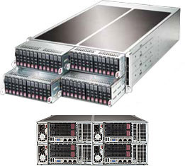Super F627R2-RTB+,4x Node,2x X9/8C,F I/O,Video,2x GB NIC,14x 2.5" HS SAS Bay,IPMI,D3(512G),4U/R1280W