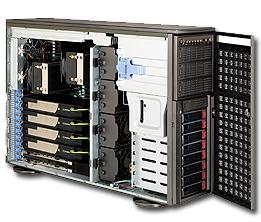 Supermciro SC747TQ-R1K28, 4U RM/Tower, 8x HS SAS/SATA+3x 5.25" Ext Bays, 1280W(1+1) P.S