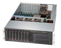 Supermicro SC835XTQ-R982, 3U RM, 8x HS SAS/SATA2+2x 5.25"+1x Slim CD Bays, 980W(1+1), 80+ P.S