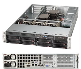 Super 6028R-WTR, 2xE5-2600v4, WIO, Video, 2x GB/i350 LAN, 8x HS SATA3(C612)+R, IPMI,D4(2TB),2U/R740W