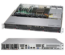 Super 5018R-MR, C612/X10, Video, 2x GB(i350-AM2) LAN, 4x HS Bays, IPMI, DDR3/512GB, 1U/400W(1+1)