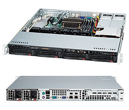 Supermicro SC813MFTQC-R407C, 1U RM, 4x HS SAS3(12Gb/s)+1x Slim CD Bays, 1x FH Slots, R400W(1+1)