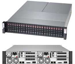 Super 2028R-DE2CR24L,2xNodes,2xE5-2600v4,Video,2x10GB,24x HS 2.5" SAS3(LSI3008/IT),D4(1TB),3U/R1200W