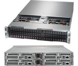 Super 2028BT-HTR+, 4x Node, 2x E5-2600v4, Video, SIOM, 6x HS 2.5" SATA3 Bays, IPMI,D4(3TB),2U/R2200W