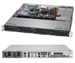 Super 5018D-MHR7N4P, D-1537/2.3Ghz,Video,2x 10G/SFP+, 4x HS SAS(2116/IT Mode),IPMI,D3/128GB,1U/R400W
