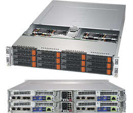 Super 6029BT-HNC0R, 4xNodes, 2x LGA3657, Video, 1x SIOM,3x HS NVMe/SAS3(3008),IPMI,D4(3TB),2U/R2200W