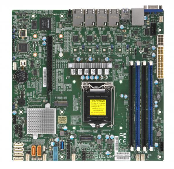 Super X11SCL-LN4F, i3/E2100(LGA1151), Video, 4x GB/i210, 4x SATA3+R(C246), M.2, IPMI,D4(64GB)