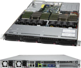 Super 1024US-TRT, 2x AMD 7002, Video,2x10GB/X710, 4x HS SATA Bays, IPMI, DDR4(8TB),1U RM,R1000W(1+1)