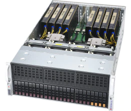 Super 4124GS-TNR,2xAMD 7003,Up to 8x GPUs,2xGB LAN,24xHS 2.5" Bays,IPMI,D4(8TB),4U RM,R2000W(1+1)
