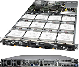 Super 6119P-ACR12N4L,2xLGA3647,Video,2x25GB/RJ45,12x HS SAS3/IT+4xHS NVMe Bays,IPMI,D4(3TB),1U/R800W