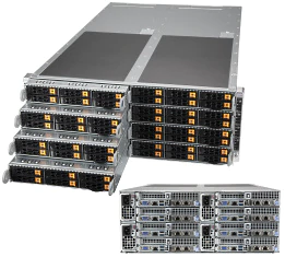 Super F1114S-RNTR,8xNode FT,1xAMD 7003,1xPCIe4,Video,1xAIOM,6xHS 2.5" SATA,IPMI,D4(1TB),4U RM,R2200W