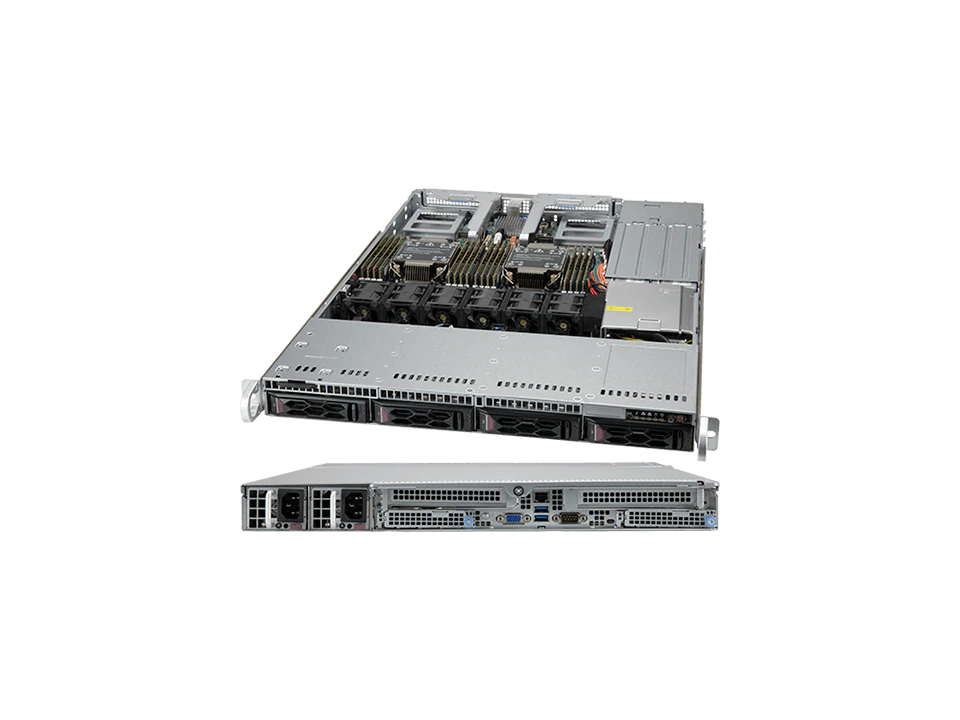 Super 610C-TR,2xLGA-4189,4xPCIe4.0,Video,LAN via Slim-AIOM,4xHS 3.5" SATA3 Bay,IPMI,D4(6TB),1U/R860W