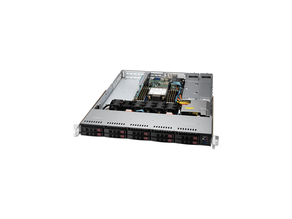 Super 110P-WTR,1xLGA-4189,WIO,3xPCIe4.0,Video,2x10GB/X550,10xHS 2.5" SATA3 Bay,IPMI,D4(2TB),1U/R750W