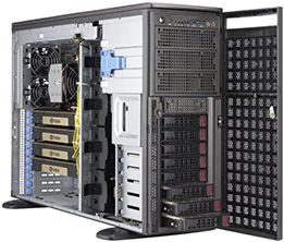 Super 5049A-TR,1xLGA3647,4xPCIe,Video,HDAudio,1GB+10G+IPMI,8xHS SATA(C621)+R,D4(3TB),4U/Tower/R2200W