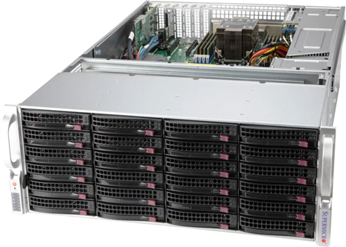 Super 540P-E1CTR36H,1x LGA-4189,Video, 2x 10GB/X550,36xHS SAS3(3908/HW Raid),IPMI,D4(3TB),4U/R1200W