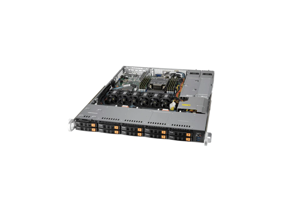 Super 110P-NTR10, 1x LGA-4189,1xPCIe4.0,Video,2x10GB/X550,10xHS 2.5" NVMe Bays,IPMI,D4(2TB),1U/R860W
