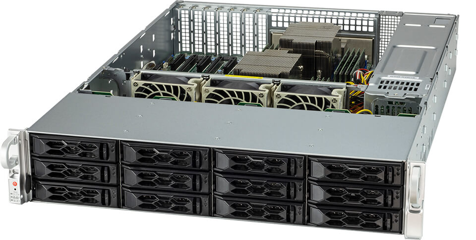 Super 2024S-TR, 2x AMD 7003, 6xPCIe 4.0,VGA,2x GB LAN,12x HS SATA3 Bays,M.2,IPMI,D4(4TB),2U RM,R920W