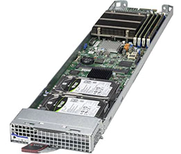 Super MiroBlade MBi-310T-4C2,E-2300/LGA1200,2x Gb/i350,2x 2.5" SAS3 via Avago 3008,M.2,IPM,D4(128GB)