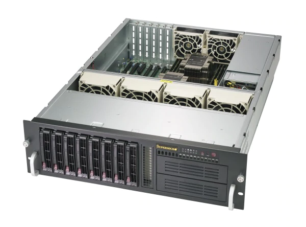 Supermicro SC833TQC-653, 3U RM, 8x HS SATA+2x 5.25"+1x Slim CD Bays, 650W P.S