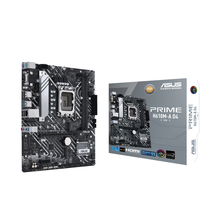 ASUS PRIME H610M-A D4-CSM H610 LGA1700 Max64GB DDR4 PCIe DP D-Sub HDMI mATX