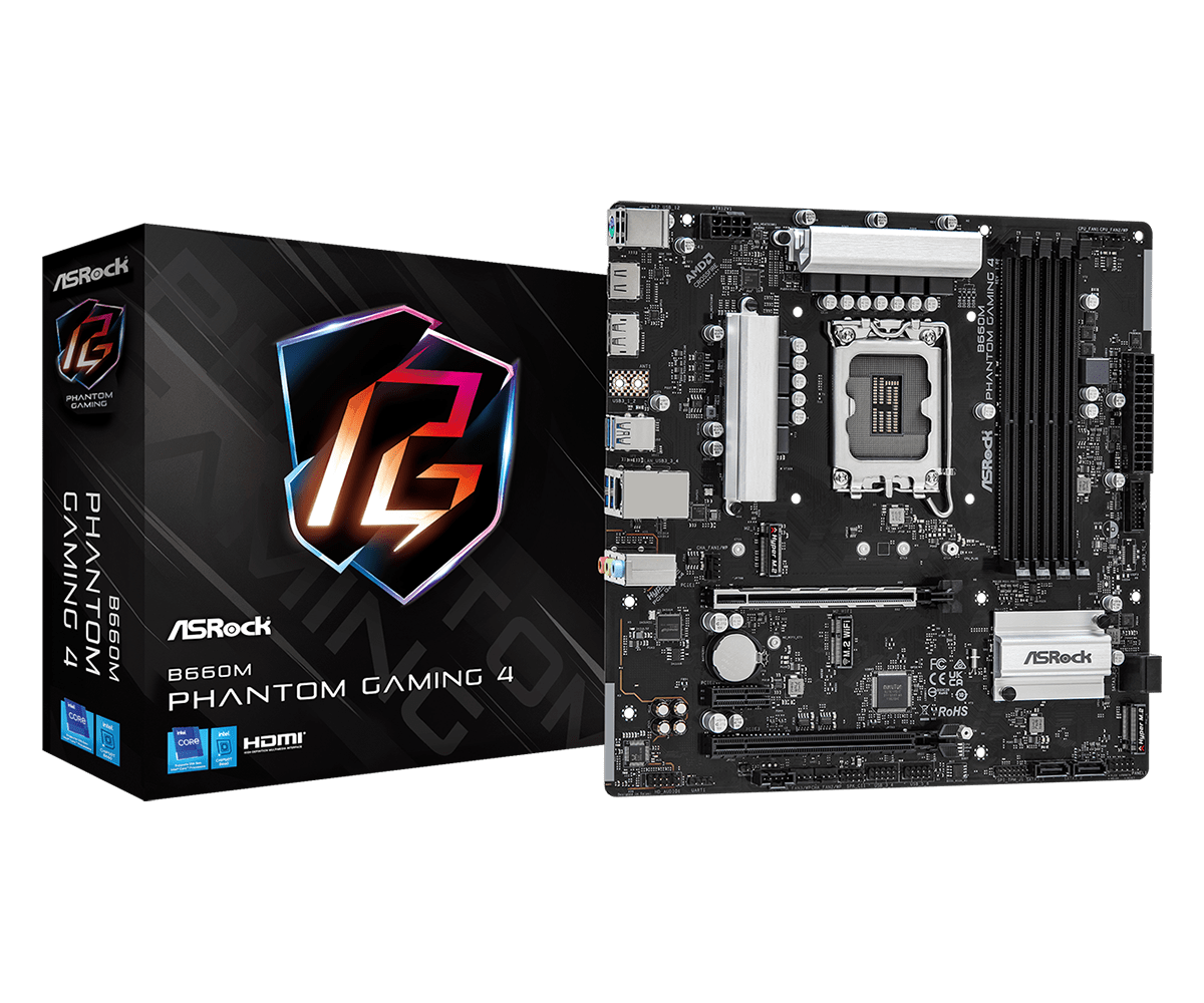 ASRock B660M PHANTOM GAMING 4 B660 LGA1700 Max128GB DDR4 MicroATX