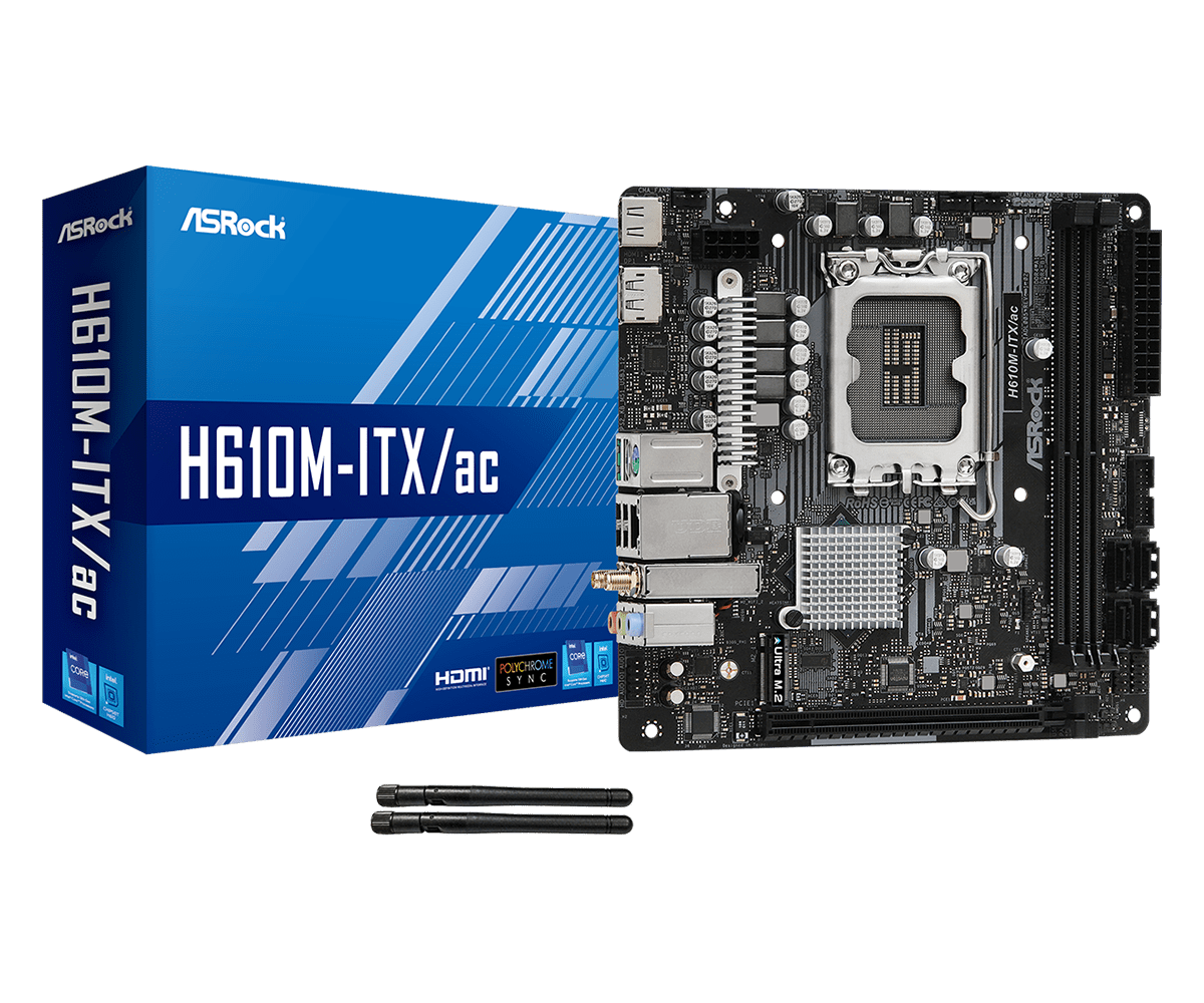 ASRock H610M-ITX AC H610 LGA1700 Max64GB DDR4 PCIe SATA USB MiniITX