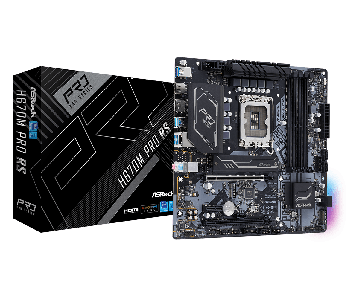 ASRock H670M PRO RS H670 LGA1700 Max128GB DDR4 MicroATX