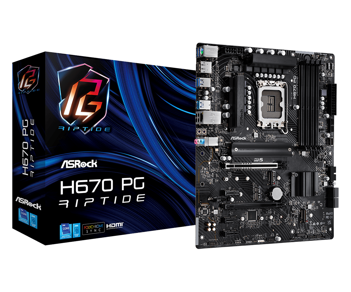 ASRock H670 PG RIPTIDE H670 LGA1700 Max128GB DDR4 ATX