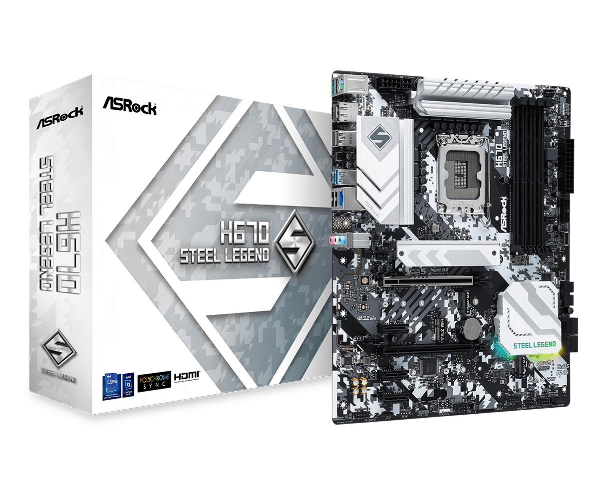 ASRock H670 STEEL LEGEND H670 LGA1700 Max128GB DDR4 ATX