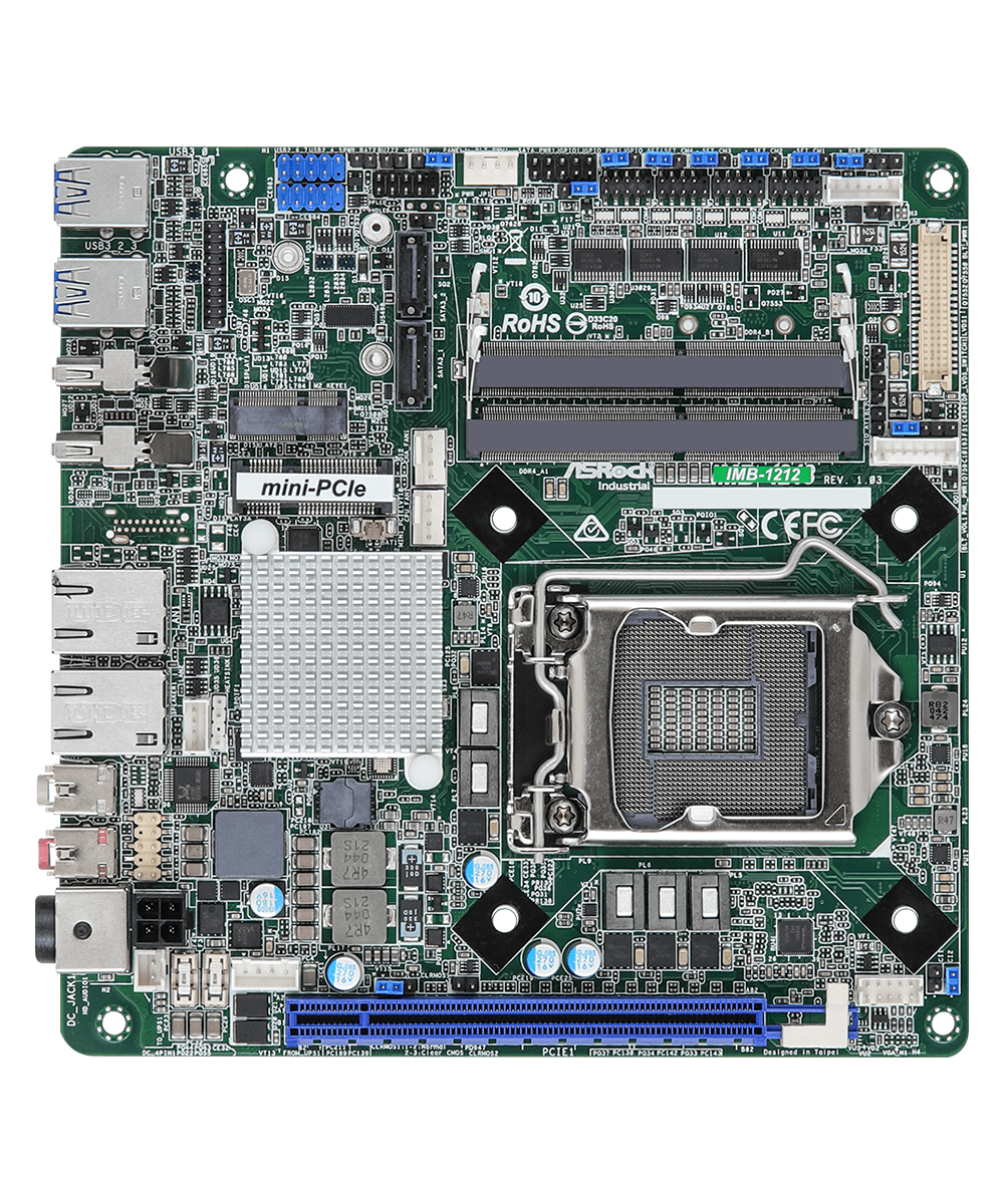 ASRock Motherboard IMB-1212/Bulk Core i7/i5/i3/Celeron LGA1151 H310 32GB DDR4 Mini-ITX