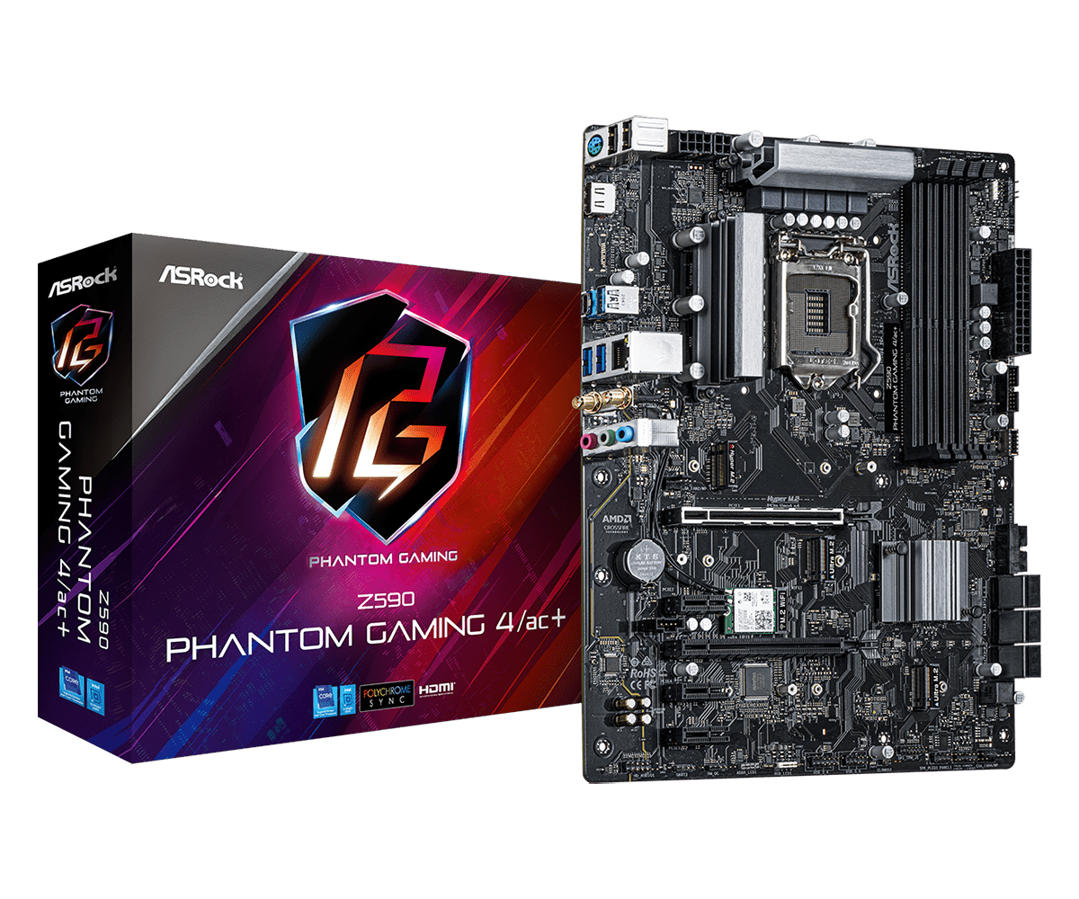 ASRock Z590 PHANTOM GAMING 4 AC+ LGA1200 Z590 Max128GB DDR4 PCIE ATX