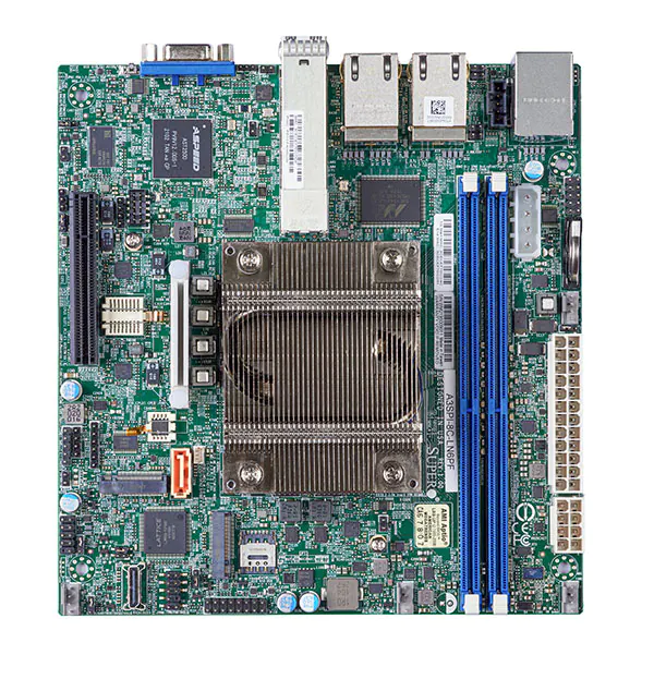 Super A3SPI-8C-LN6PF,Atom C5325,1x PCI-e,Video,2x SFP&4x GB,5x SATA3 SoC,M.2,IPMI,DDR4(128GB),12V DC