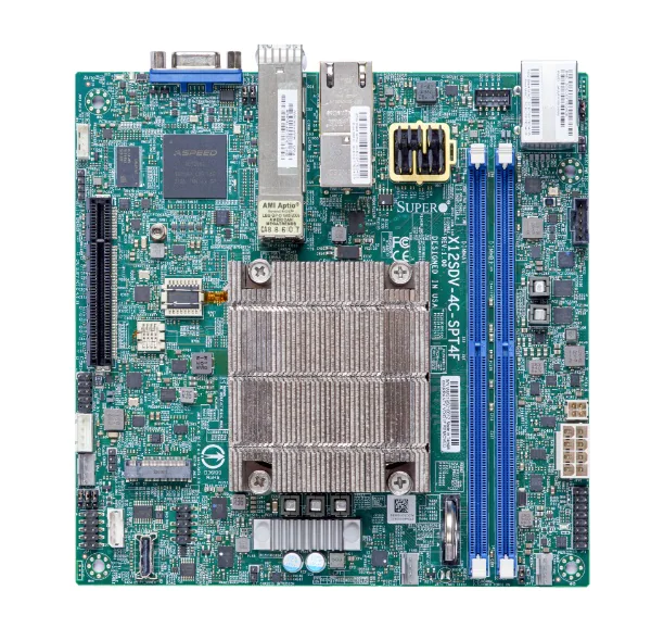 Super X12SDV-10C-SPT4F,XeonD-1749NT/10C,VGA,2x25G/SFP28+2x10G/X550,4xSATA+R,M.2,IPMI,D4(128G),12VDC