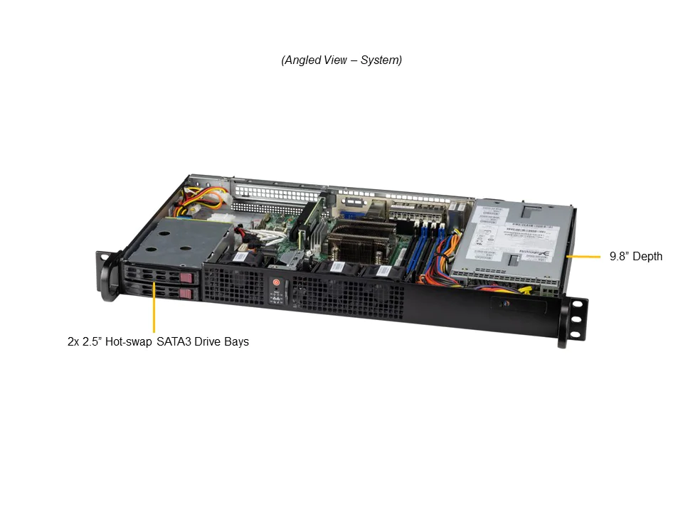 Super 110A-16C-RN10SP,Atom P5342/16C,Video,8xGB+2x25G/SFP28 LAN,2xHS 2.5",M.2,IPMI,D4/512GB,1U/R300W