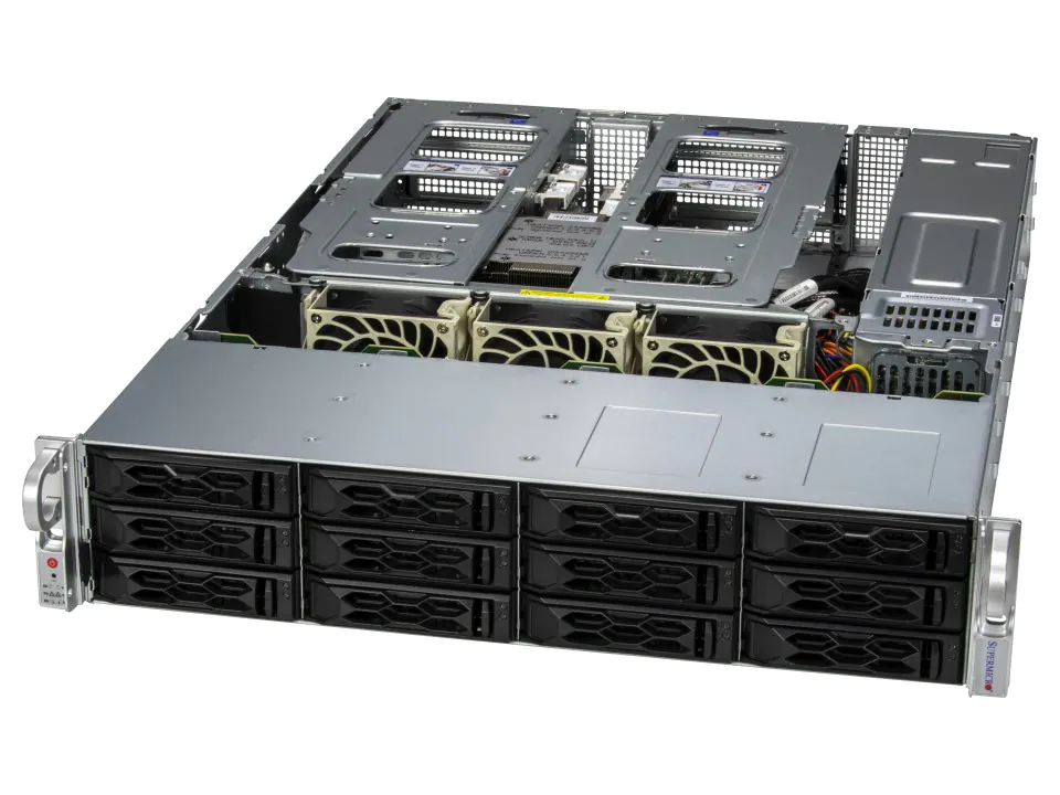 Super 2015CS-TNR,1xEPYC/9004,Video,2xAIOM LAN,12xHS 3.5"/2.5" NVMe/SAS/SATA,IPMI,D4(3TB),2U RM,R860W