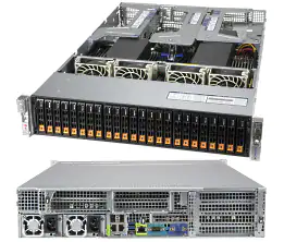 Super 2124US-TNR,2x EPYC 7003,Video,NO LAN,24x HS 2.5" U.2 NVMe/SAS/SATA,IPMI,DDR4(8TB),2U RM,R1600W
