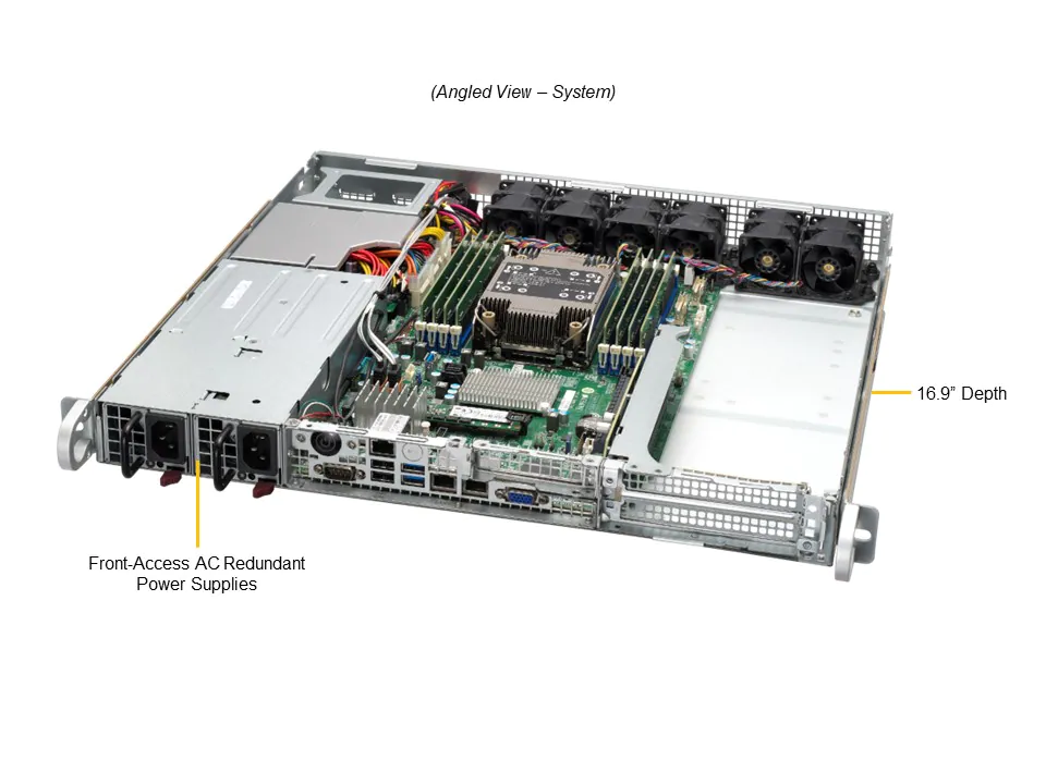 Super 110P-FWTR,Front IO,1xLGA4189,WIO,3xPCIe4.0,Video,2x10GB,2x2.5" Bay,1xM.2,IPMI,D4(2TB),1U/R800W