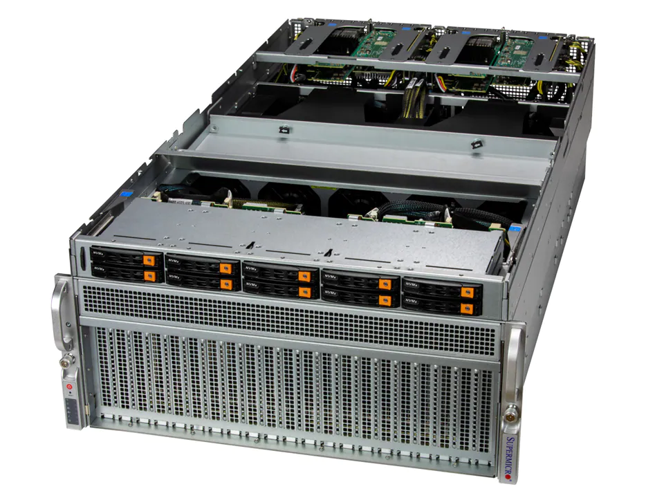 Super 521GU-TNXR,2xLGA-14677,10xPCIe5.0,VGA,2x10GB,10x2.5"HS SATA/NVMe,2xM.2,IPMI,D5(8TB),5U/4x3000W