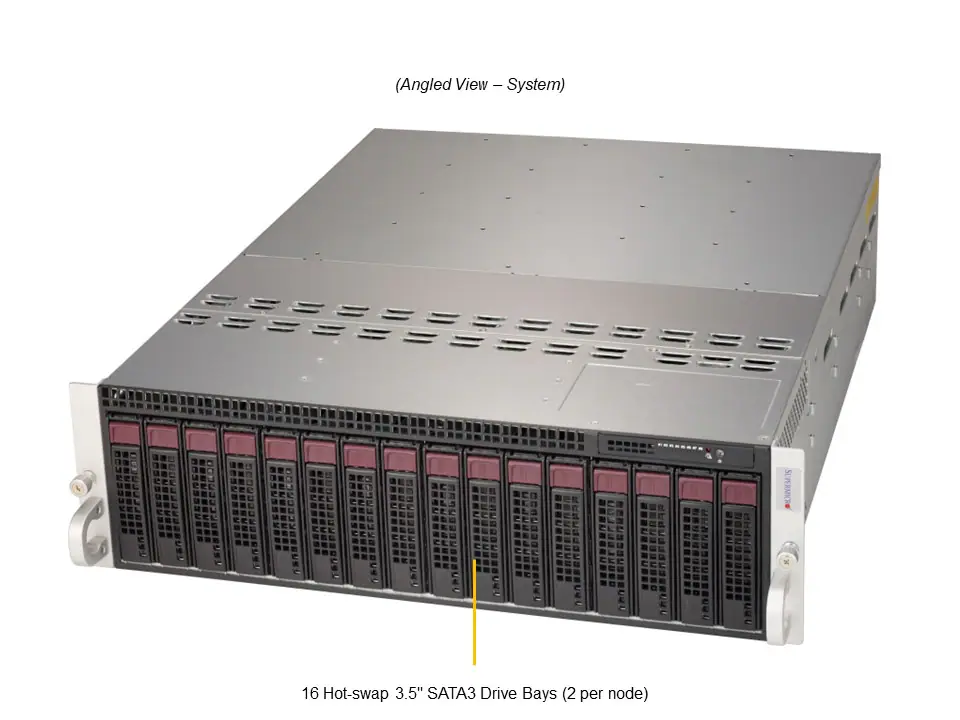 Super AS-3015MR-H8TNR,8x Nodes/AMD AM5,Video,I/O Hub,2x HS 2.5" or 3.5" Bays,IPMI,D5/128GB,3U/R2200W