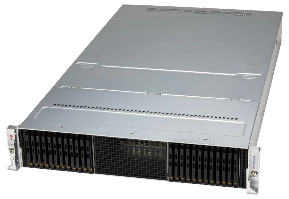 Super 221E-NE324R,4thGen2xLGA-4677,2xPCIe5.0,Video,2xAIOM,24xE3.S HS NVMe,M.2,IPMI,D5(8TB),2U/R2000W