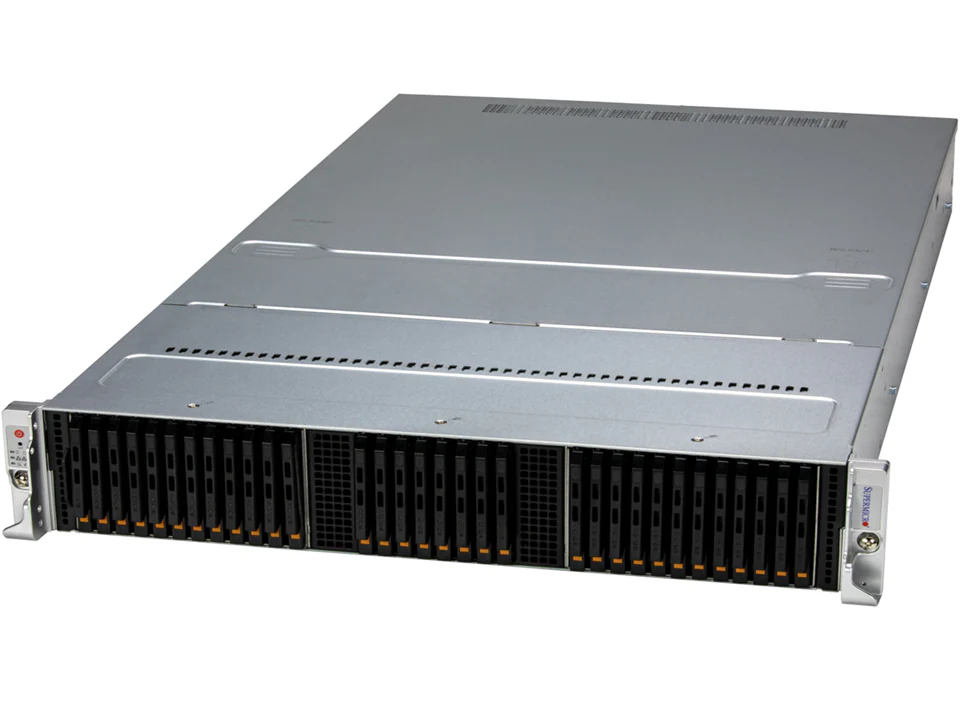 Super ASG-2115S-NE332R,1xEPYC/9004,VGA,2xPCIe 5.0+2xAIOM,32x E3.S HS NVMe,IPMI,D4(6TB),2U RM,R2000W