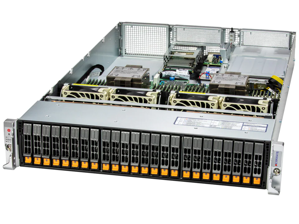 Super 221HE-TN24R,2x LGA-4677,8xPCIe5.0,Video,2xAIOM Slot,24xHS 2.5" SAS/NVMe,IPMI,D5(8TB),2U/R1600W