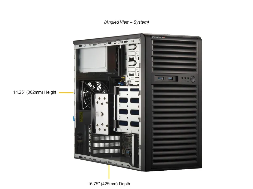 Super 3015A-I,AMD Ryzen 7000,2xPCIe 5.0,2x1Gb/i210,4x 3.5" Bays,2xM.2,D5/128GB,Mini-Tower,668W P.S