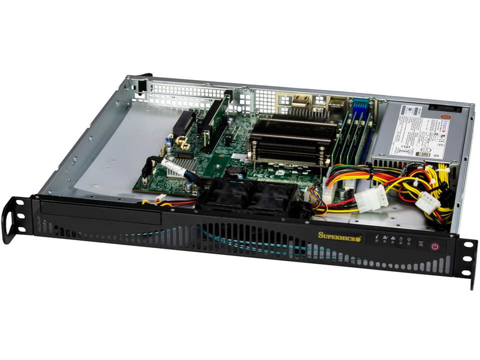 Super 511R-ML,Xeon E-2400,1xPCIe5.0,Video,2xGB/i210,2x3.5" Bays,IPMI,D5(128GB),Mini 1U 300W